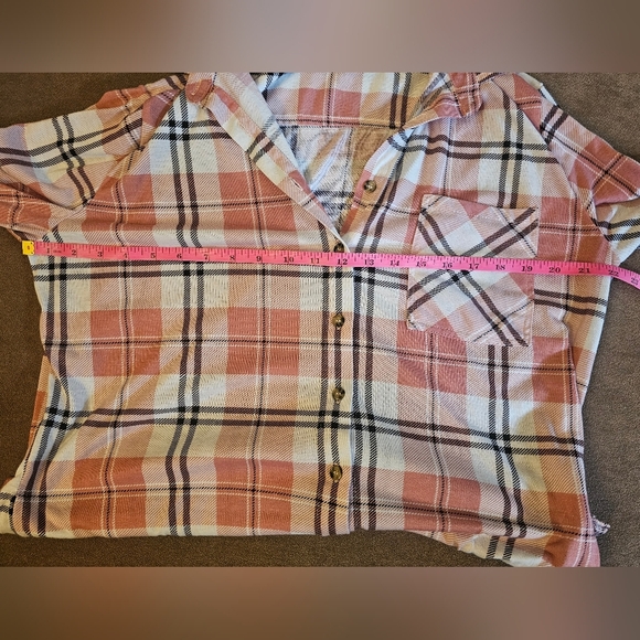 Justice Long Sleeve Plaid Button Down Size L - Picture 4 of 11
